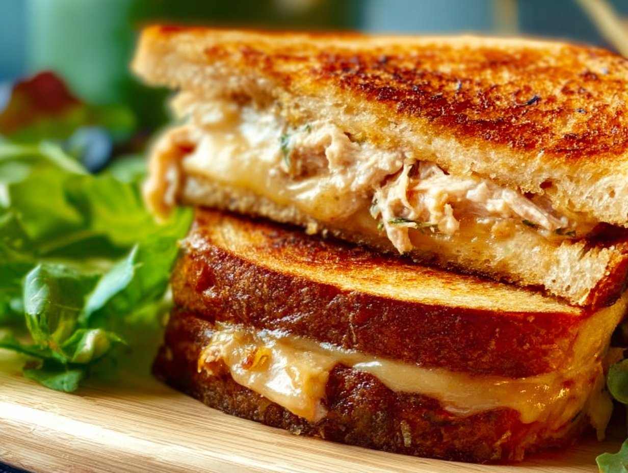 A delicious plate of The Perfect Tuna Melt ready to be enjoyed, showcasing melty cheese and fresh ingredients.