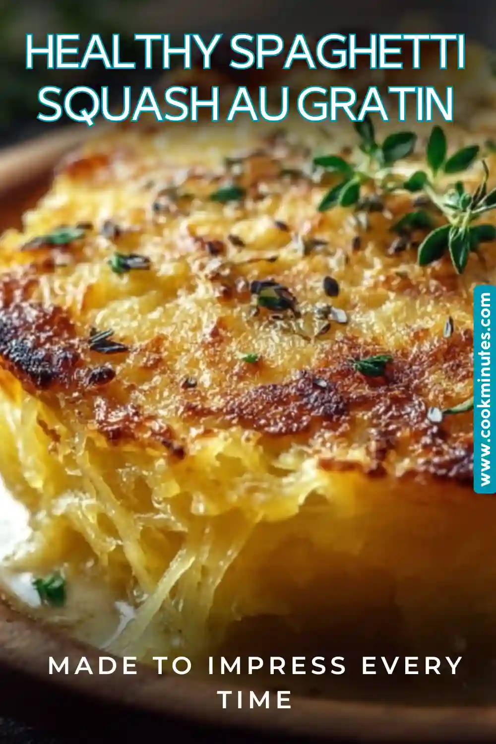 A delightful serving of Healthy Spaghetti Squash Au Gratin, baked to crispy perfection.