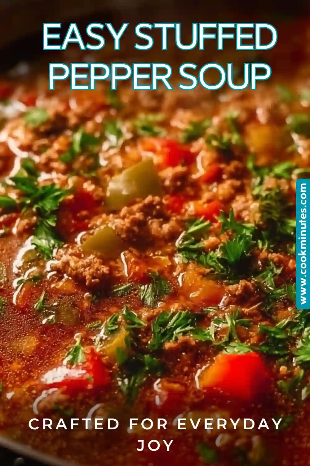 Easy Stuffed Pepper Soup: A Flavorful Twist on a Classic Comfort Dish A warm bowl of Easy Stuffed Pepper Soup garnished with shredded cheese, capturing the essence of this delicious dish.