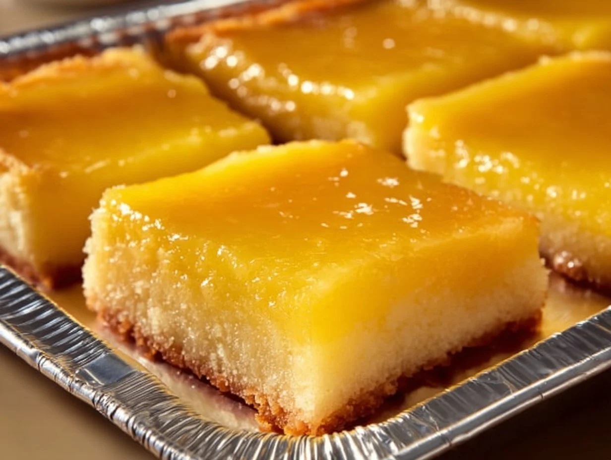 Simple two-ingredient lemon bars served on a plate