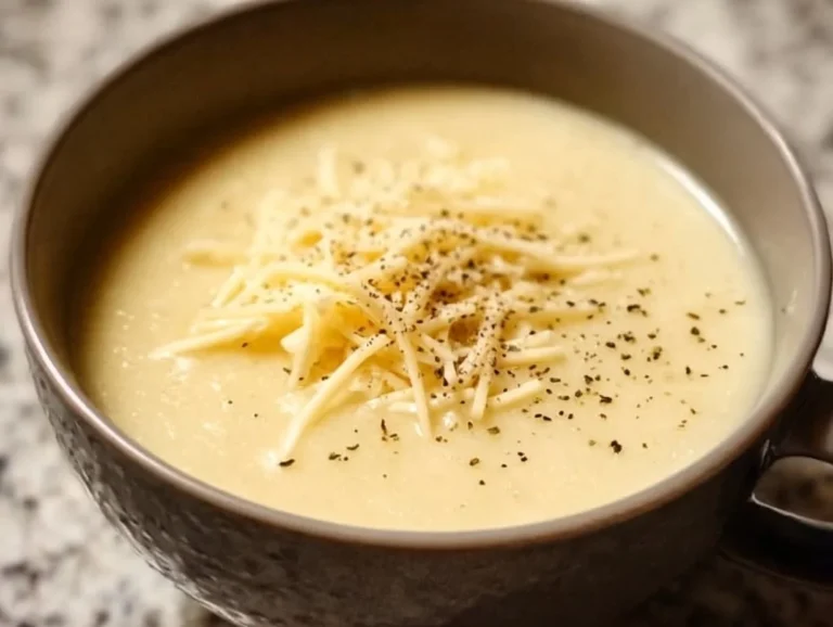 Delicious bowl of Wisconsin cauliflower soup topped with fresh herbs