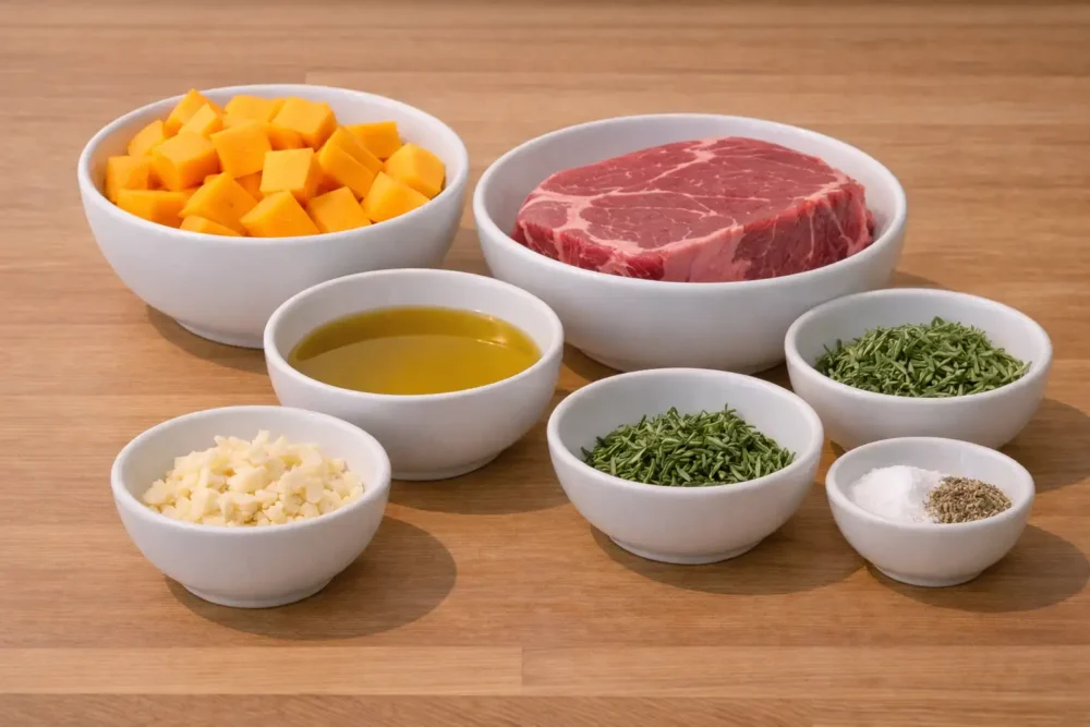 Butternut Squash & Garlic Herb Steak Bowls ingredients
