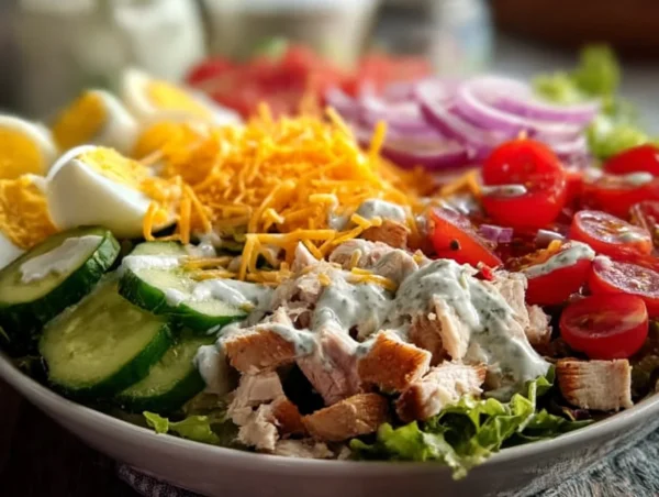Quick and easy 15-minute chef salad with fresh vegetables and protein