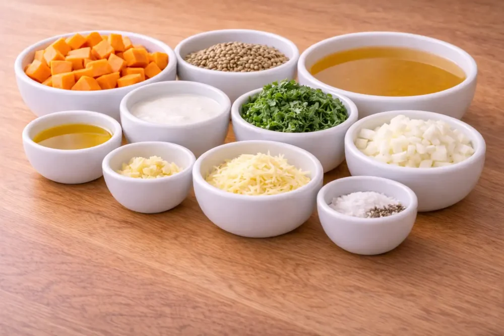 Ginger Sweet Potato Coconut Lentil Stew ingredients