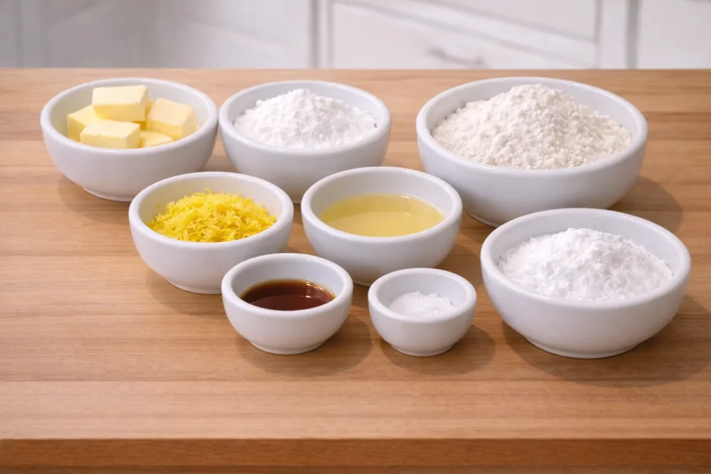 Lemon Cream Snowball Cookies in gredients