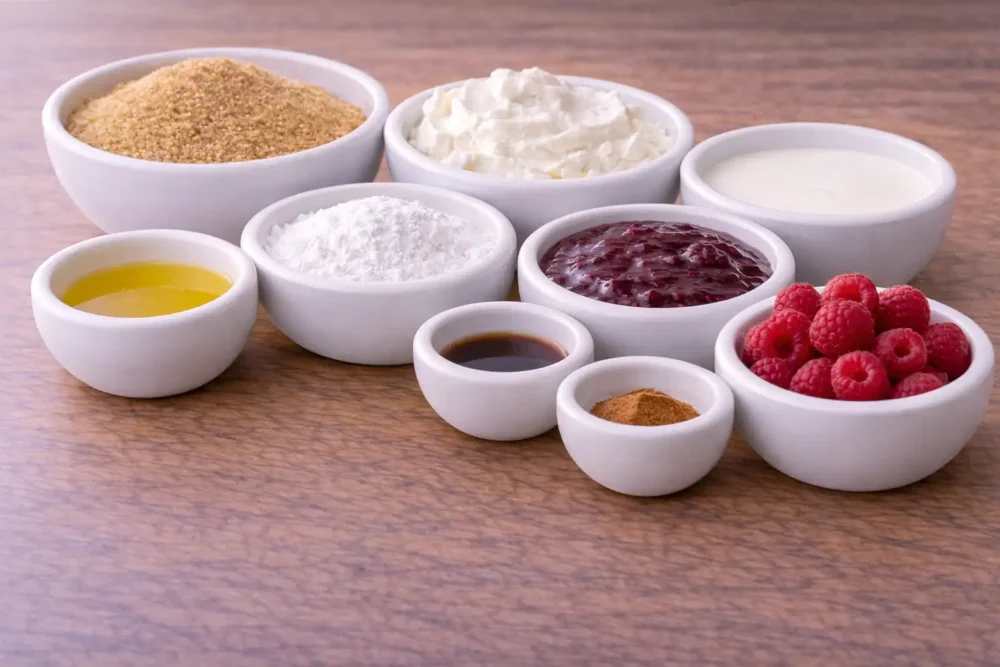 Raspberry Cheesecake ingredients