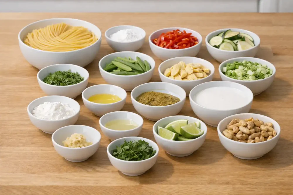 Thai curry pasta ingredients