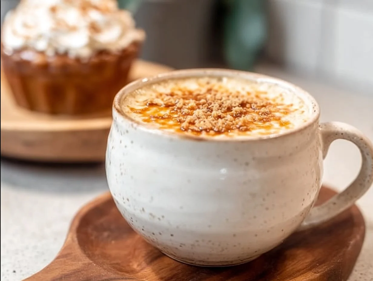 Caramel Burnt Cream Latte - A Deliciously Sweet Coffee Experience A delightful Caramel Burnt Cream Latte topped with whipped cream and toffee bits, perfect for your coffee cravings.