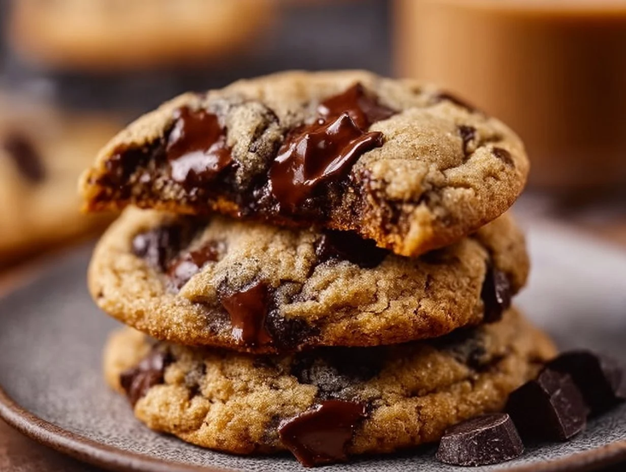 An indulgent tray of Espresso Chocolate Chip Cookies fresh from the oven, ready to be enjoyed.