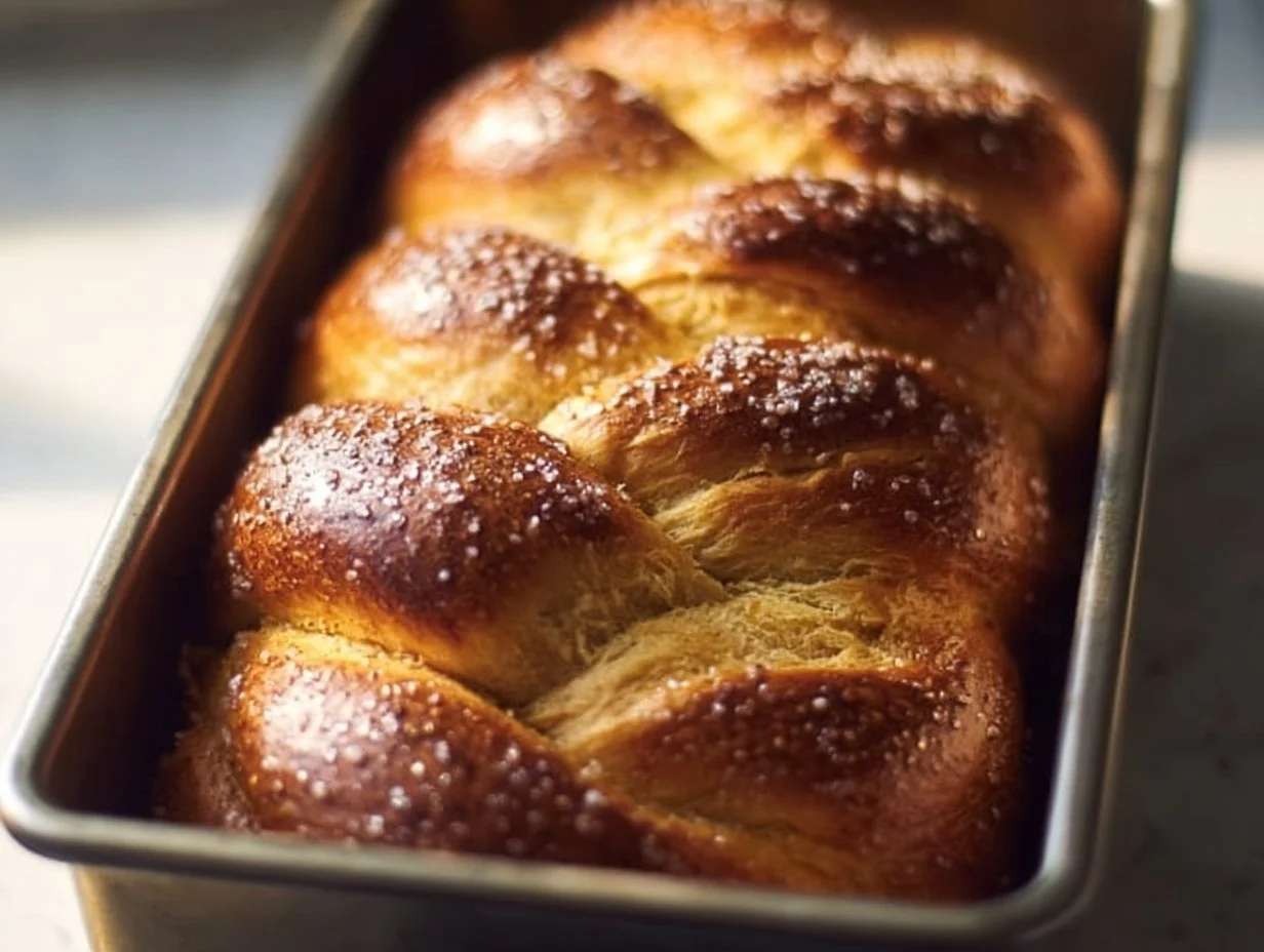 Traditional Finnish Pulla sweet bread with cardamom and sugar on top