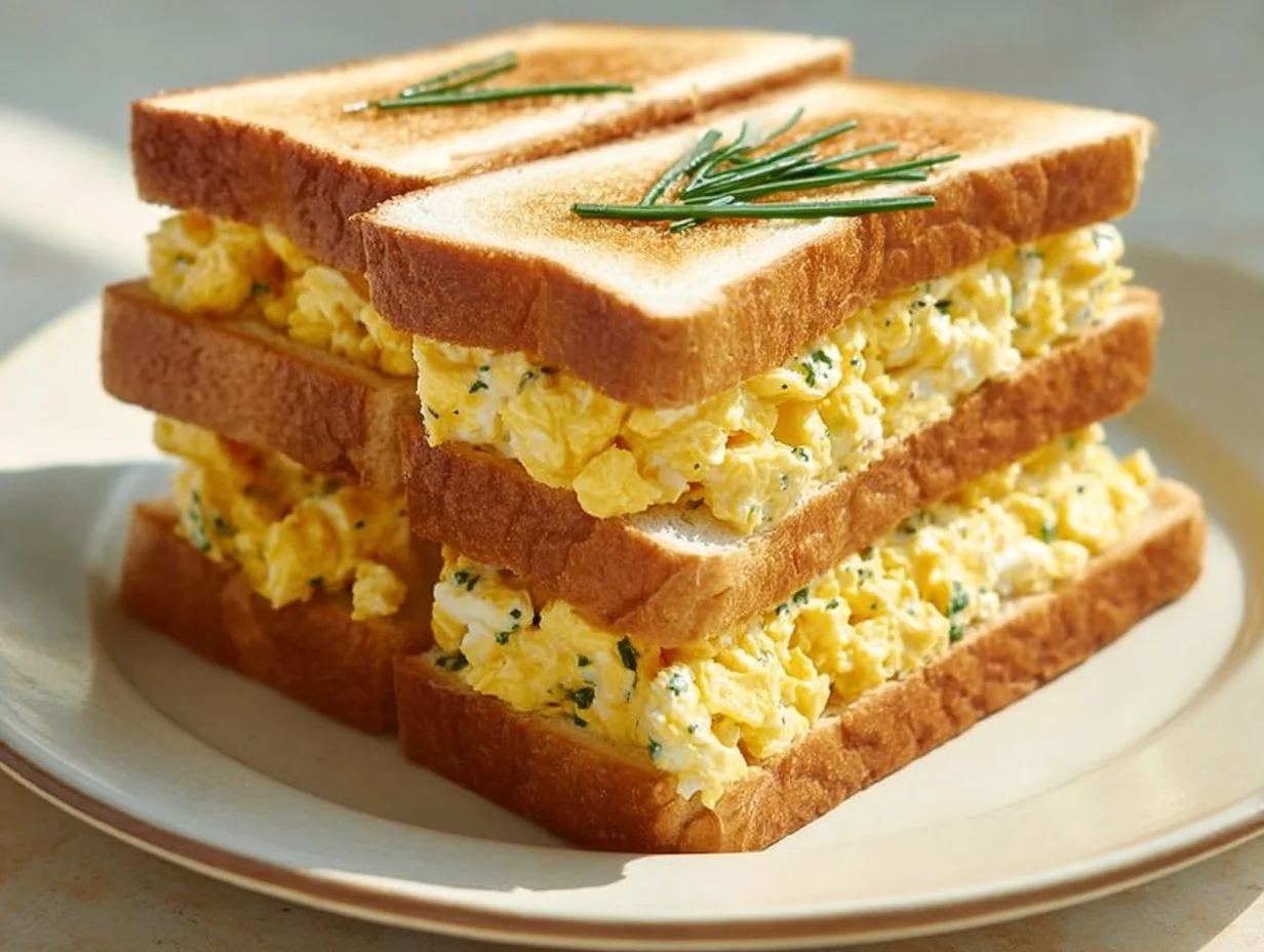 Delicious Japanese-style Tamago Sando egg sandwich served on a plate.