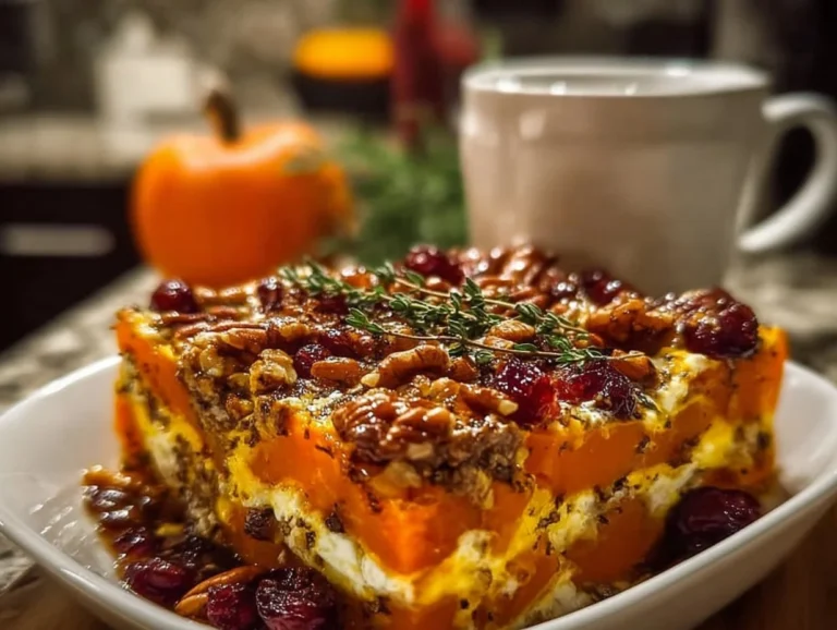 This Layered Sweet Potato, Butternut Squash, and Carrot Lasagna blends vibrant vegetables with creamy feta, crunchy walnuts, and a sweet cranberry-honey glaze. Perfect for veggie lovers and those seeking a hearty dish, this recipe will brighten your table and please every palate. layered vegetable lasagna