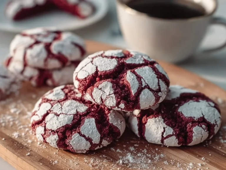 Red Velvet Crinkle Cookies: Soft, Chewy, and Irresistibly Delicious! If you're looking for a scrumptious and visually stunning treat, Red Velvet Crinkle Cookies are your answer. Chewy, soft, and adorned with a delightful powdered sugar coating, these cookies are a showstopper for any occasion. Red Velvet Crinkle Cookies