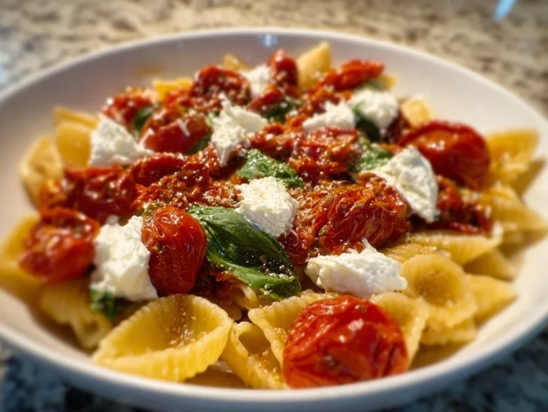 This Roasted Tomato and Garlic Ricotta Pasta is a simple yet delicious recipe that combines vibrant cherry tomatoes, aromatic garlic, and creamy ricotta cheese for a comforting meal. Perfect for busy weeknights! Roasted Tomato and Garlic Ricotta Pasta