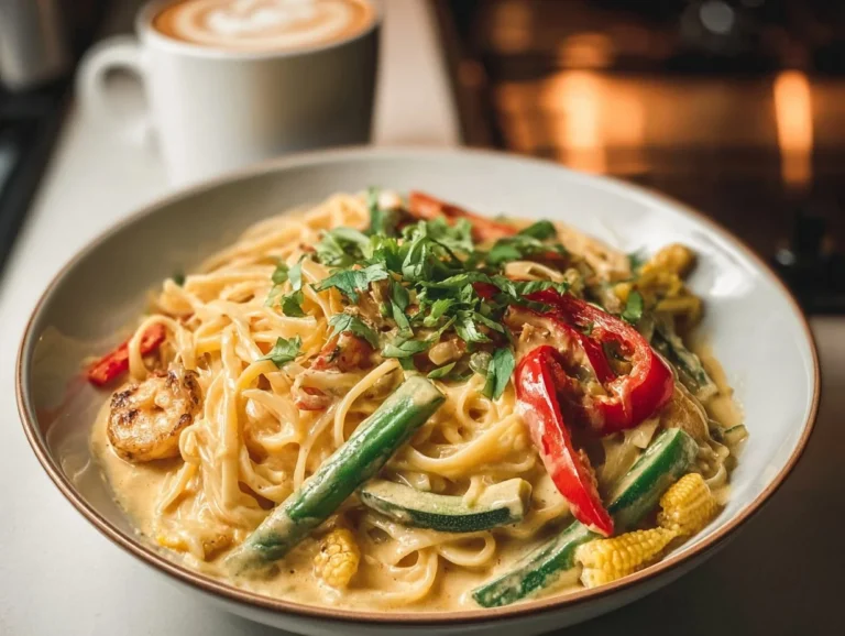 A beautiful blend of Thai flavors and Italian pasta makes this Thai Curry Pasta Dish a quick, delicious treat perfect for busy weeknights or laid-back weekends. Thai curry pasta