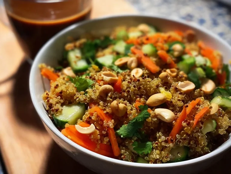 Looking to try a refreshing and nutritious dish? This Thai Quinoa Peanut Salad combines fresh vegetables, protein-packed quinoa, and a delightful peanut dressing, making it a perfect healthy meal or side dish. Thai Quinoa Peanut Salad