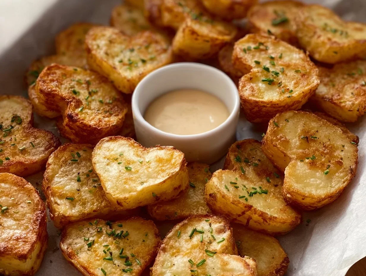 Air fryer heart-shaped potatoes for Valentine's Day celebration