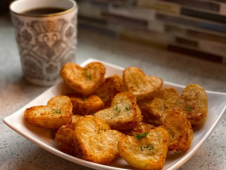 These Valentine's Day Air Fryer Heart-shaped Potatoes are a delightful and easy way to add a pinch of love to your dinner table. Perfectly crispy and seasoned, these heart-shaped treats are sure to impress your loved ones with their charming presentation and savory taste. heart-shaped potatoes