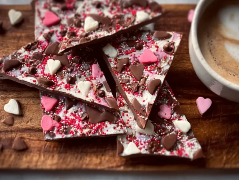Indulge in the festive spirit of love with this charming Valentine’s Day Chocolate Bark. This delightful treat is not only quick and simple to make but also bursts with colors and flavors that make it the perfect gift or dessert for your loved ones. Valentine’s Day Chocolate Bark