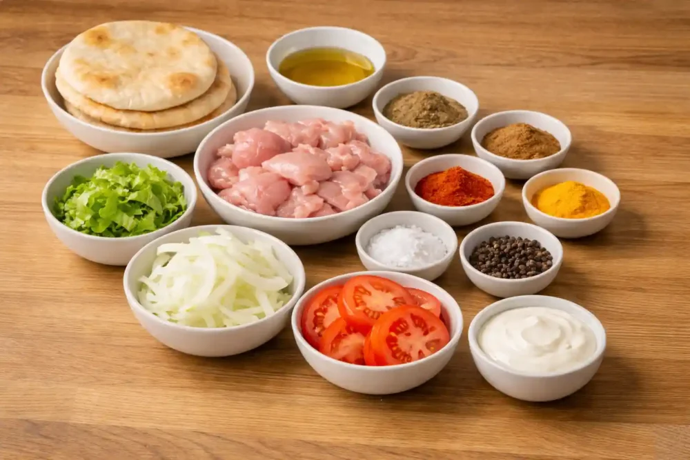 Chicken Shawarma ingredients