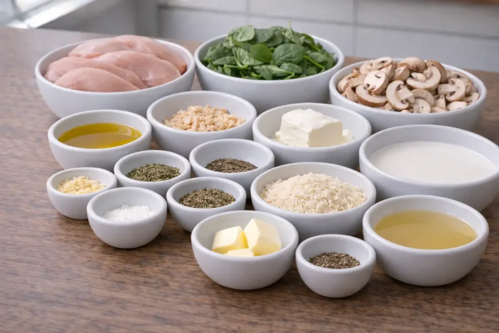 Chicken Spinach and Mushroom Low Carb Oven Dish