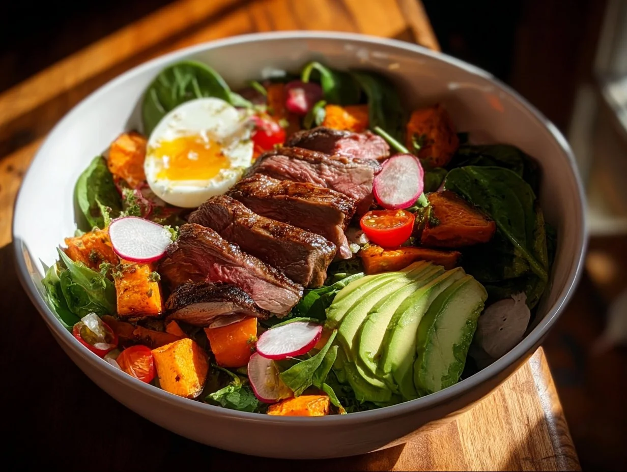 Delicious Beef Avocado Bowl with fresh ingredients and healthy toppings