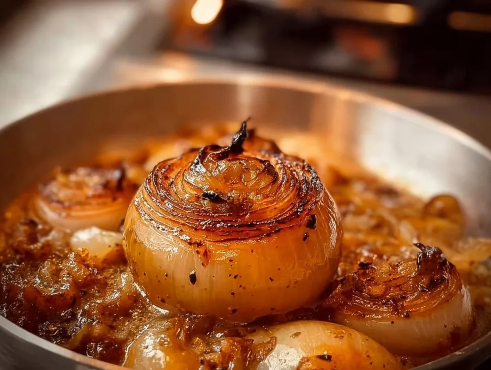 A delicious onion boil dish featuring fresh seafood and herbs.