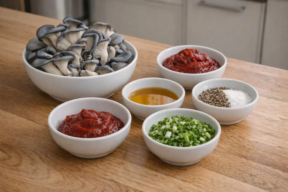 Blue Oyster Mushrooms with Gochujang-Maple Glaze