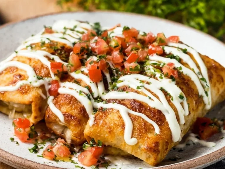 Delicious Chicken Chimichangas served with salsa and guacamole