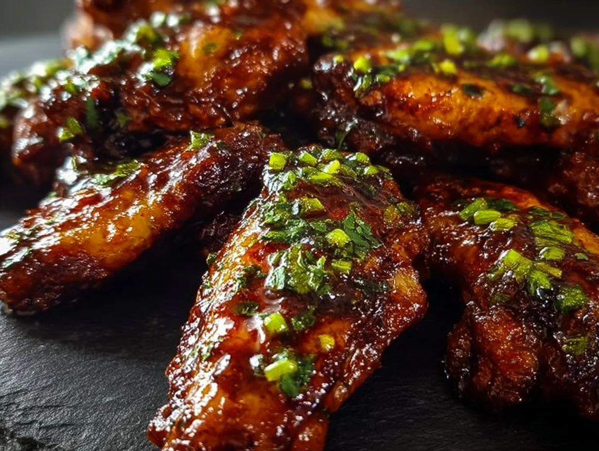 Crispy hot wings served on a plate with dipping sauce
