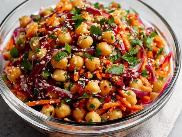 Crunchy Thai Chickpea Salad: A Quick and Delicious Delight Crunchy Thai Chickpea Salad with fresh vegetables and a zesty dressing