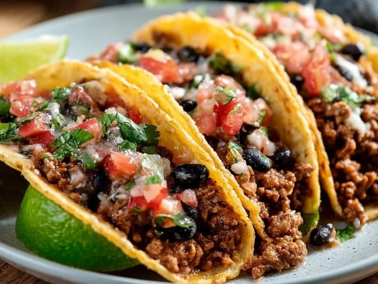 Delicious one-pan ground turkey black bean tacos ready to serve
