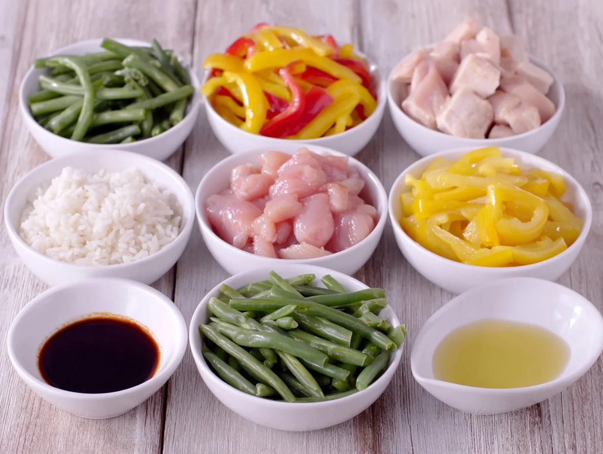 Garlicky Sweet Thai Chili Chicken & Green Beans Stir Fry ingredients