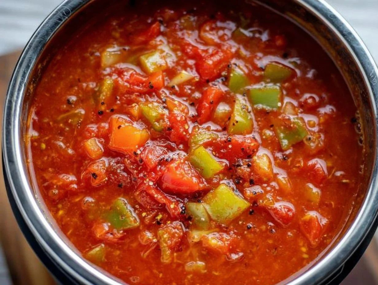 Instant Pot Creamy Tomato Soup: A Cozy Delight in 30 Minutes Bowl of Instant Pot creamy tomato soup garnished with fresh basil.