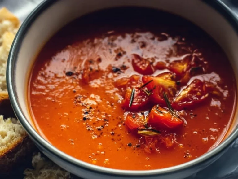 Instant Pot Creamy Tomato Soup: A Cozy Delight in 30 Minutes Bowl of Instant Pot creamy tomato soup garnished with fresh basil.