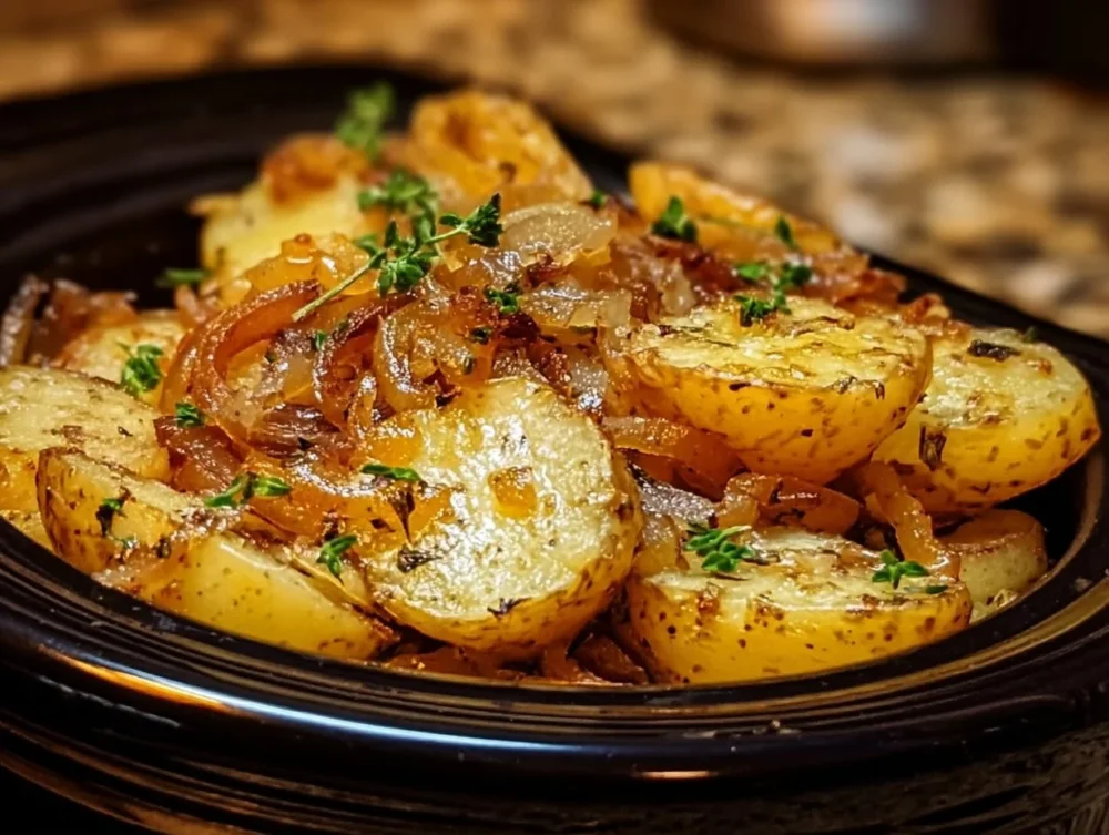 Savory Lipton onion potatoes cooked in a slow cooker for a delicious side dish