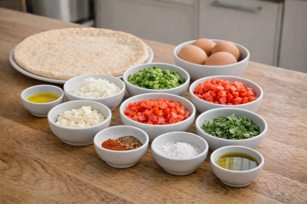 Turkish Menemen Egg Pizza ingredients