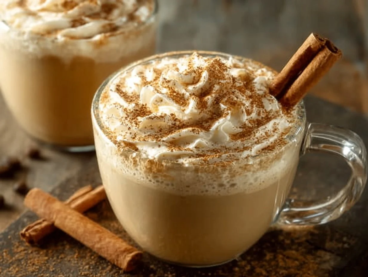 Delicious Vanilla Chai Latte with spices and cream