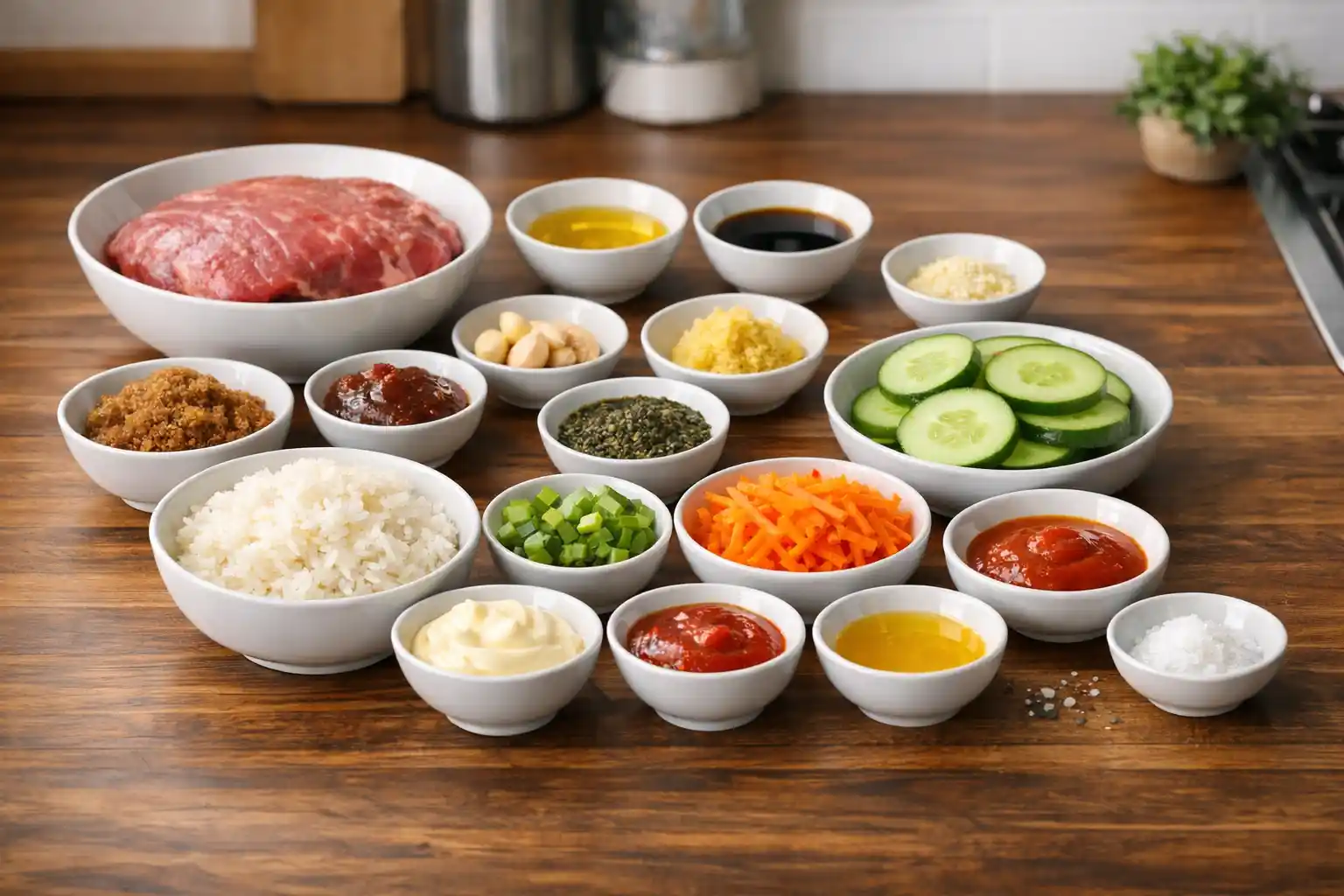 Korean BBQ Steak Rice Bowls ingredients