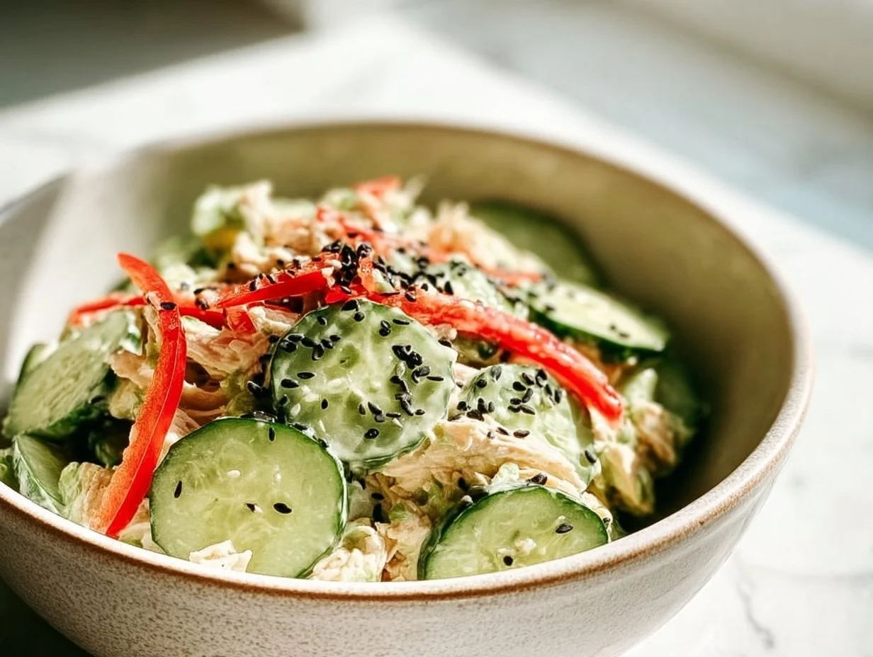 California Roll Cucumber Salad featuring fresh ingredients