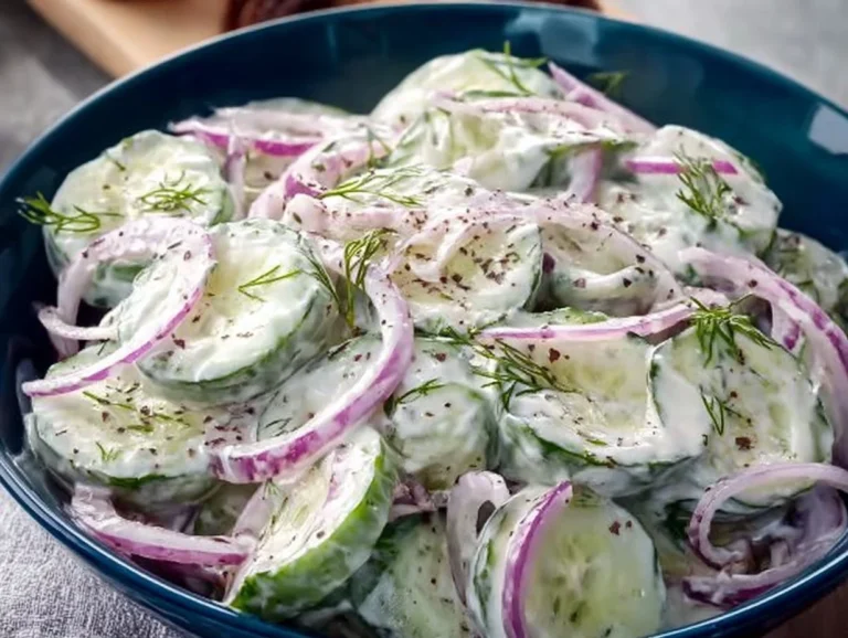 Creamy cucumber salad with fresh herbs and a tangy dressing