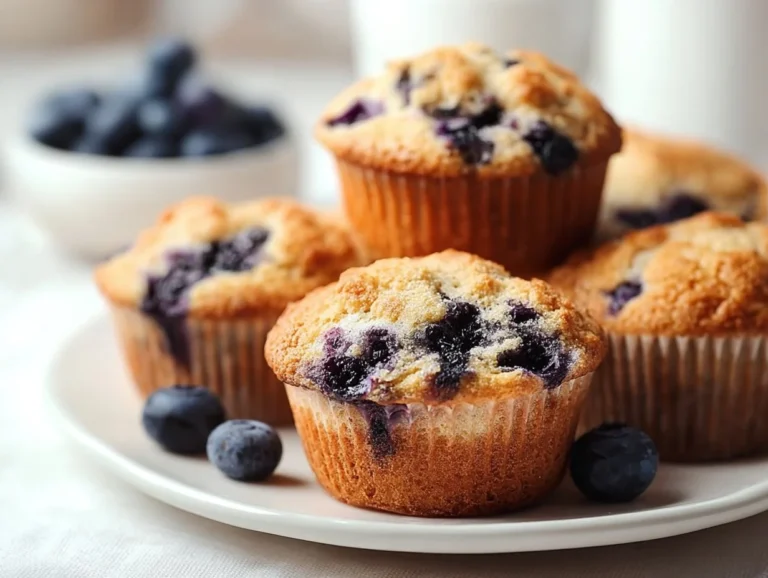 Homemade diabetic blueberry muffins with fresh blueberries