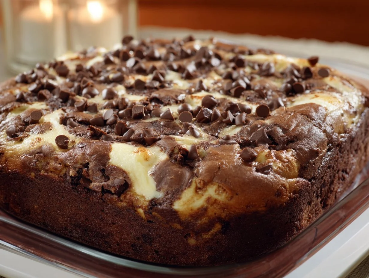 Delicious Earthquake Cake with a rich chocolate flavor and cream cheese topping