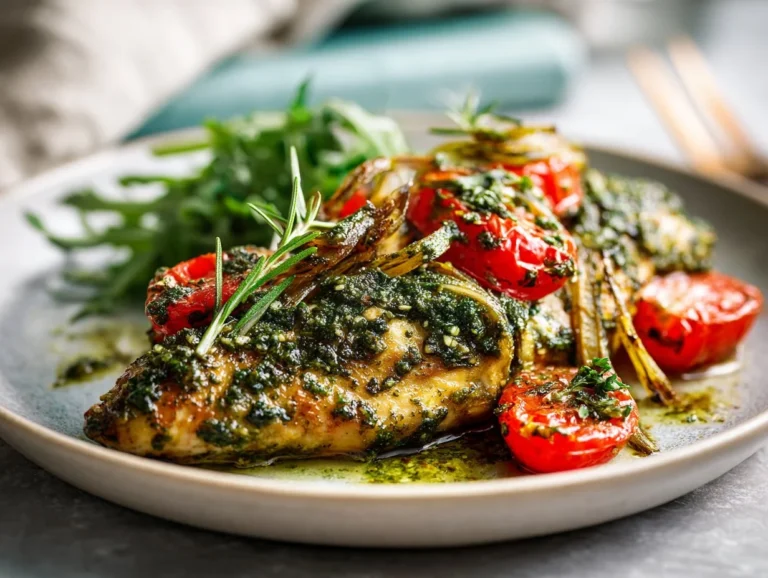 Easy 4-Ingredient Pesto Baked Chicken