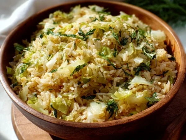 Delicious Greek Cabbage and Rice dish served in a bowl