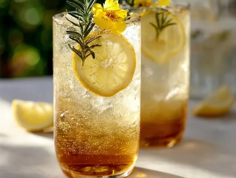 Korean Green Plum Maesil Ice Tea in a glass with fresh plums garnish