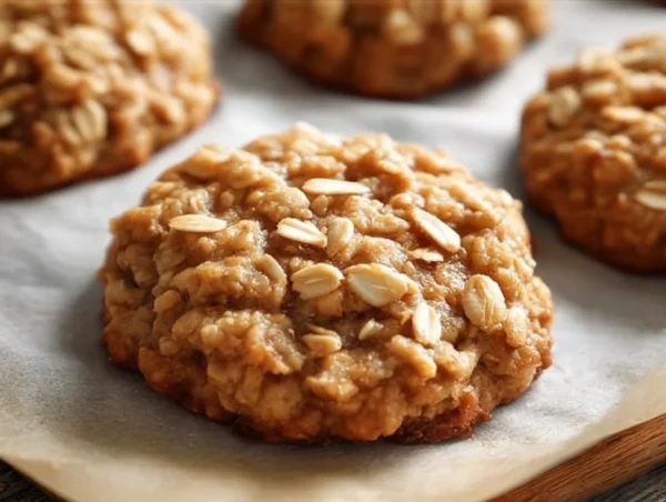 Low Sugar Applesauce Oatmeal Cookies displayed on a plate.