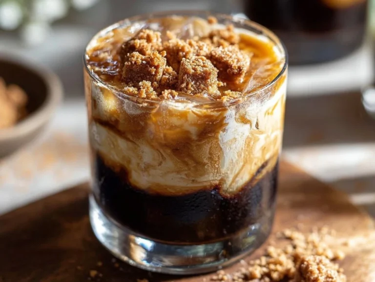 Delicious Oatmeal Cookie Cold Brew served in a glass topped with creamy foam