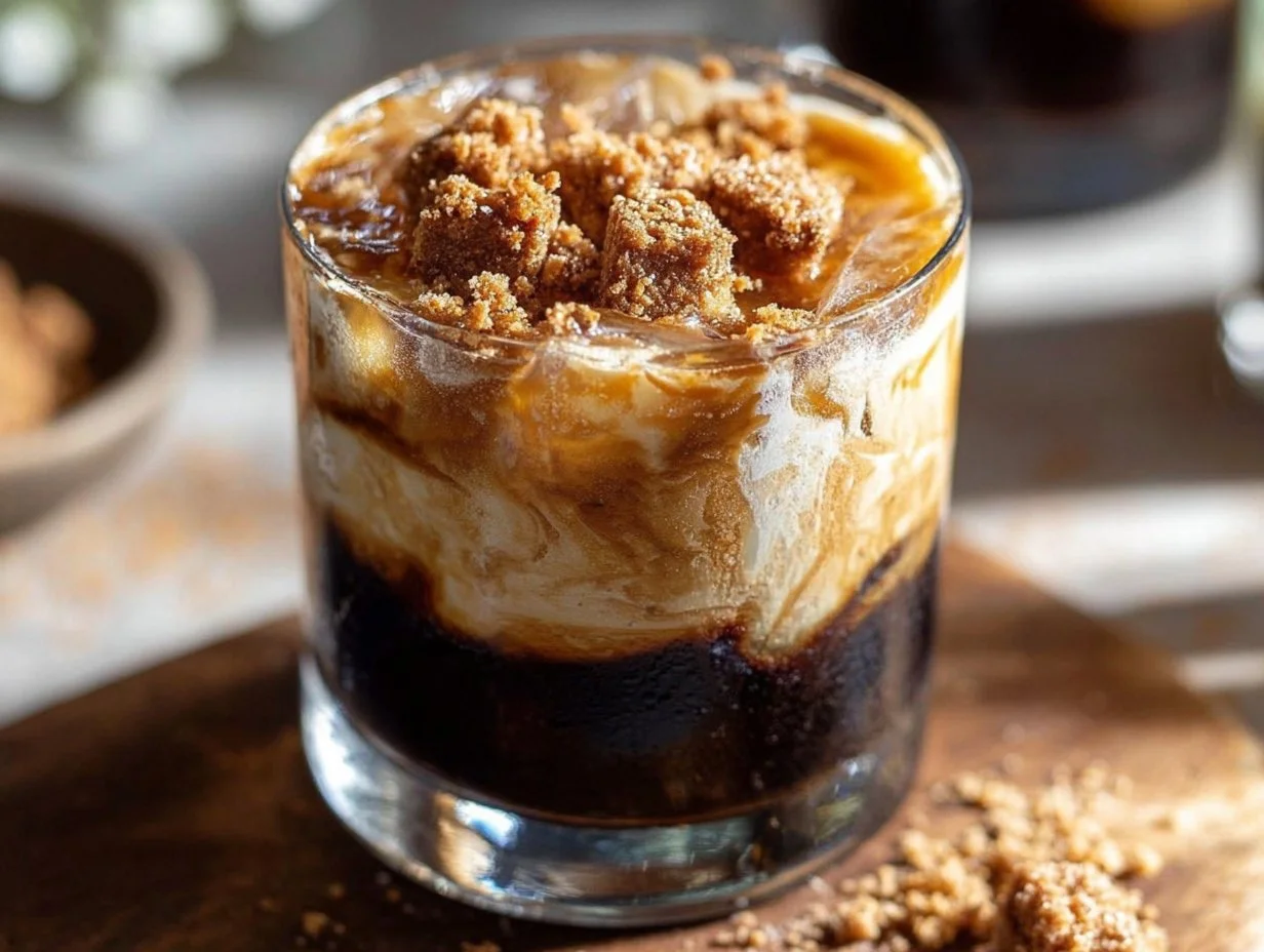 Delicious Oatmeal Cookie Cold Brew served in a glass topped with creamy foam