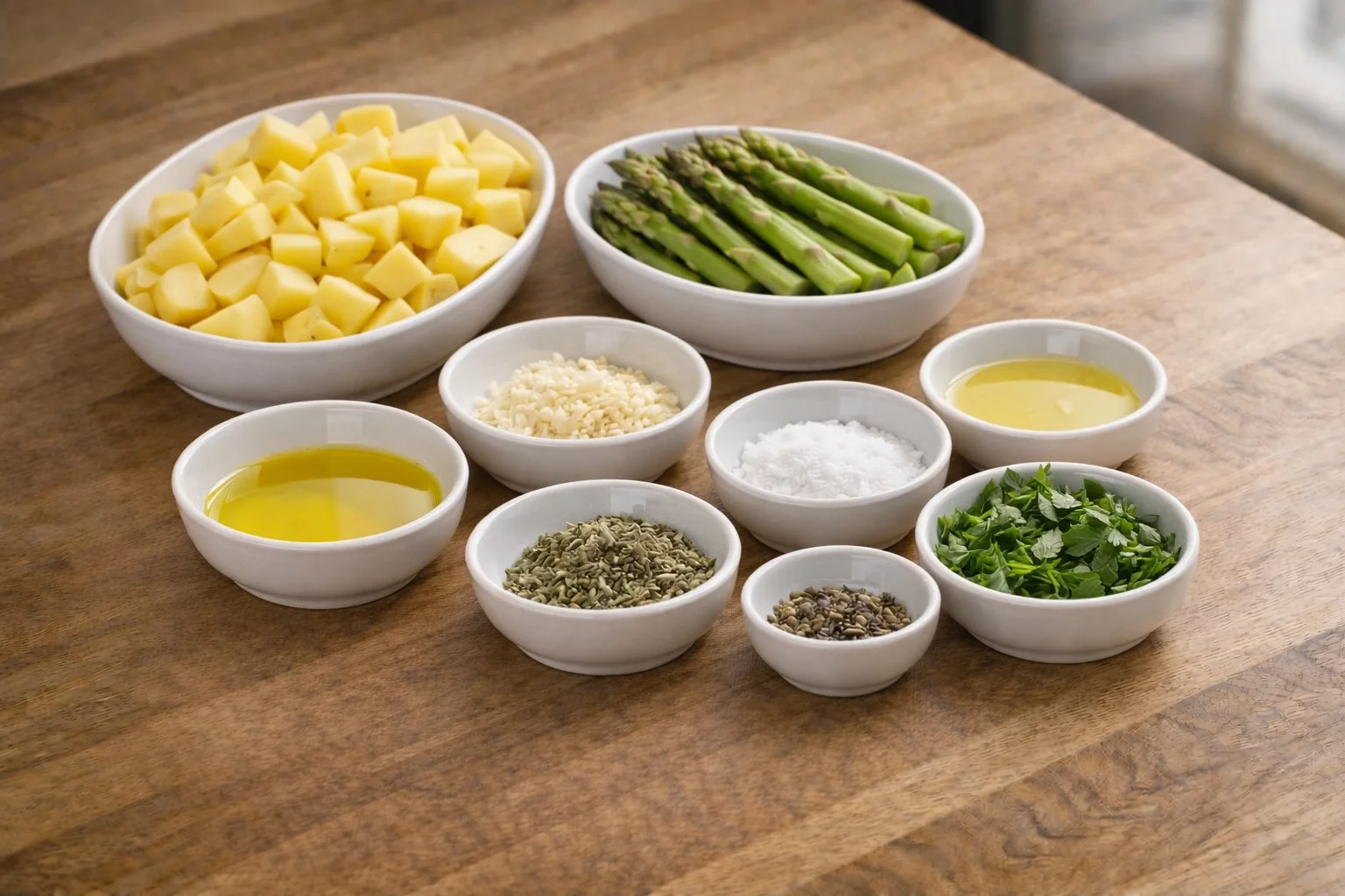 One-Pan Garlic Potatoes & Asparagus